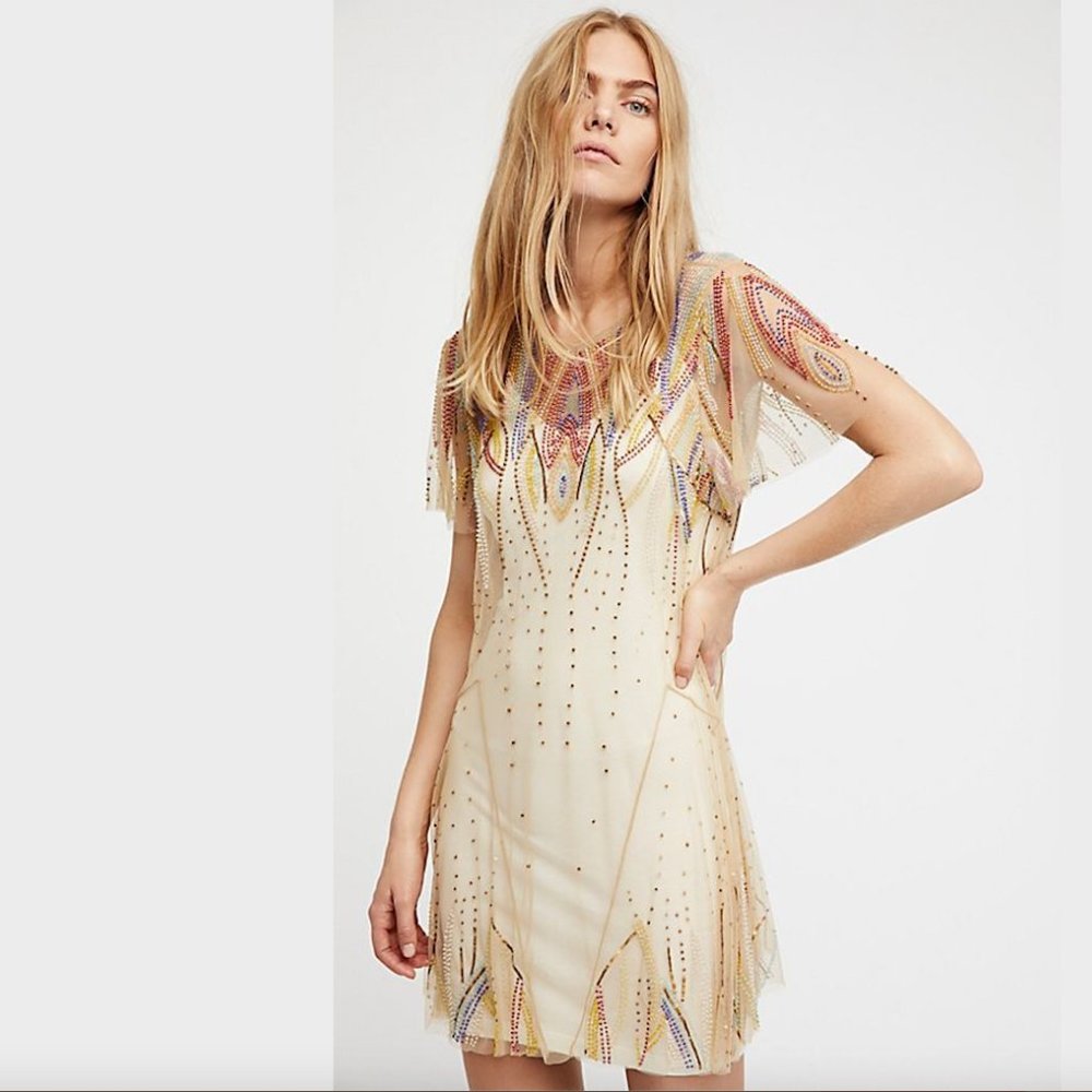 Free People Rainbow Embellished Slip S Sheer